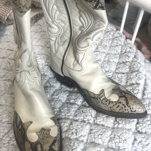 Black and white women’s cowboy boots